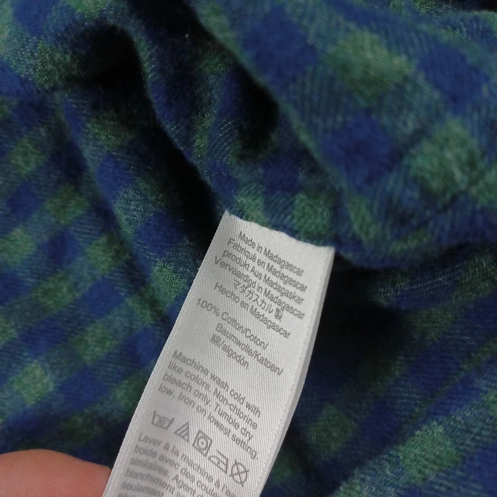 J‎ Crew Shirt Mens XL Blue PLaid Flannel Slim Fit Preppy Modern Casual